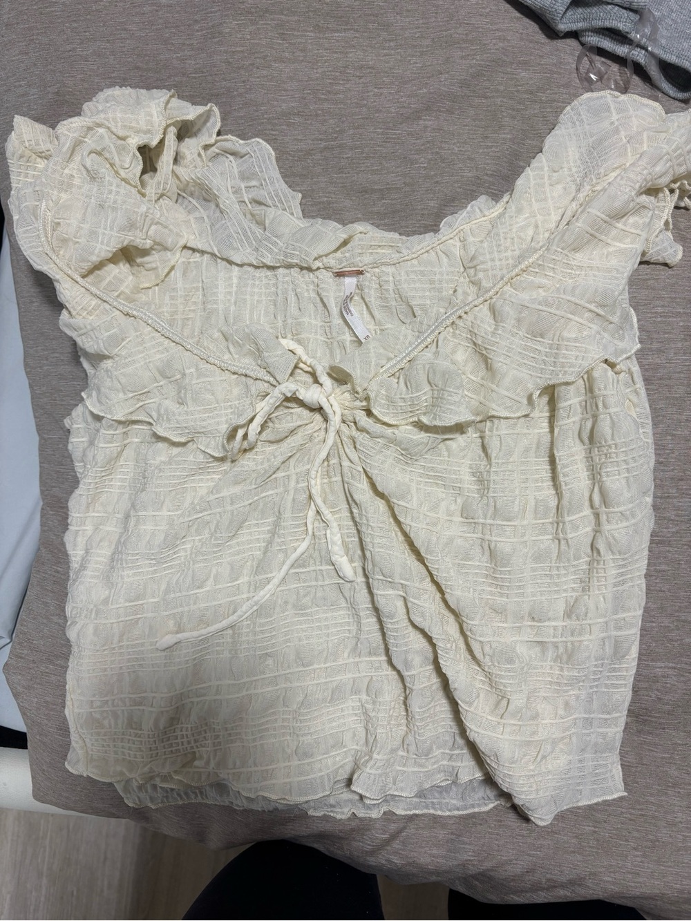 Free People Cream Ruffle Tie-Front Camisole